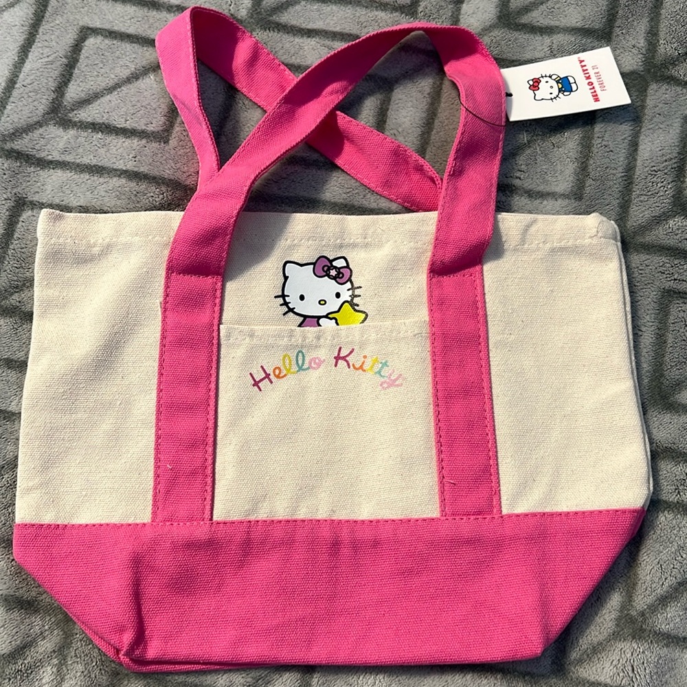 Hello kitty pink & cream small tote travel bag!